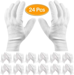 T&ouml;&ouml;kindad, 24 tk valged puuvillased kindad, t&ouml;&ouml;/h&uuml;dratsioon, kuivad k&auml;ed, ekseem