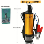 DC 12V 24V sukeldatav elektriline pump, diisliks ja veeks. Alumiiniumisulamist kest 12L/min k&uuml;tuse &uuml;lepump., 24V 38mm auksinis