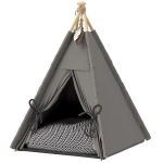 Tipi-telk lemmikloomadele, lemmikloomavoodi tipi-disainiga, kassitelk padjaga, koeravoodi magamiseks, kassivoodi, hall, Pilka