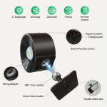 ROUTSHEL LED magnetseinavalgusti 1/2 pakis - USB laetav 360&deg; p&ouml;&ouml;ratav lamp puldiga, 3-v&auml;rvi reguleeritav.