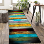 V&auml;rviline Puidust Mustri Vaip, Libisemisvastane Uksematt., 60 x 180 cm (23,6 x 71 colio)