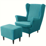 3tk/komplekt Kunstrebane Samet Tiivikliige K&ouml;etoolikate + Padi Kate + Ottomani Katted Komplekt, Diivanikate M&ouml;&ouml;blikaitse Elutuppa Kontorisse Kodu Dekoratsiooniks, 11 #turquoise Blue