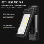 Moesdal Multifunktsionaalne LED T&ouml;&ouml;valgus ja Pealamp - Laetav 1200mAh Liitiumaku., 3*LED