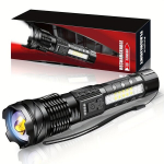 1/2tk ApolloFire A76 Laetav LED Taktikaline Taskulamp, Supertugev, 7 Valgustusrežiimi, Zoomitav, Veekindel, Vastupidav V&auml;lilamp Matkamiseks., 1 vnt