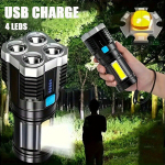 Usb Laetav Led Taskulamp 4 Režiimiga & Cob K&uuml;lgvalgus