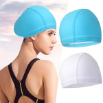 Ujumism&uuml;tsid, 2-pakilised ujumism&uuml;tsid, PU-kattega mugav sobiv meestele ja naistele, pikkadele juustele, valge + j&auml;rvesinine