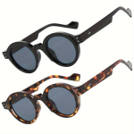 Retro steampunk prillid, 2 paari, Juodas/leopardas