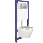 Seinapealne WC komplekt Laveo Akan Desna, White+Chrome