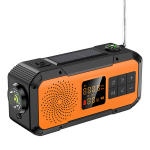 Raadiod ja &auml;ratuskellad, h&auml;daolukorra raadio kaasaskantav akupank p&auml;ikesepatarei laadimisega, k&auml;siv&auml;nda ja akuga, oranž