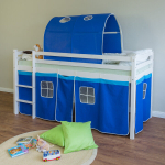Loft-voodi, lastevoodi redel ja tunnel, 90x200 cm, sinine