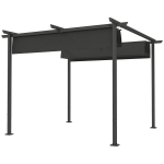 Outsunny pergola 3x3m aiapaviljon metallist terrassikatus, reguleeritava katusega aiapaviljon, UV kaitse 30+ vabalt seisev p&auml;ikesekaitse terrassile ja aeda, tumehall, Tamsiai pilka