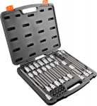 Padrunite komplekt torx 1/2" 38-osaline torx, t&auml;ht, kuuskant