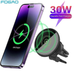 Telefonihoidja Magnetiline juhtmeta autolaadija kinnitus 30 W kiirlaadimisega &otilde;huventilatsiooni magnetiga telefoni hoidik iPhone 14 13 12 Pro Max Mini SafeBlack jaoks