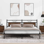 kaheinimese voodi，t&auml;iskasvanu voodi，voodiraam ilma madratsita, pruun tamm, 200x200 cm, tehispuit CFE7051631