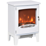 HOMCOM LED elektriline kamin Leegiefektiga alaline kaminahi 900/1800W Metall ABS plastik Klaas Valge 39 x 26 x 54,8 cm, balta