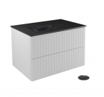 Seinale kinnitatav vannitoakapp kraanikausiga Besco Akya Linea, 76 cm, valge/hall