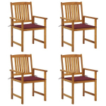 vidaXL režiss&ouml;&ouml;ritoolid patjadega, 4 tk, akaatsiapuit