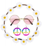 Komplekt Hippie (prillid, k&otilde;rvar&otilde;ngad, lillep&auml;rg)