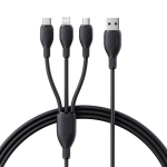 Baseus Ultra-Fast One-for-Three kiirlaadimiskaabel USB-A kuni M+L+C 3,5A 0,8m Cosmic Black