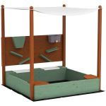 Liivakast lastele p&auml;iksevarju ja kahe hoiukastiga, 116L x 112,5S x 128K cm, kuusepuit, plastik, roheline, Žalia