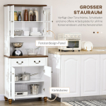 K&ouml;&ouml;gikapp, puhvet, 2 sahtlit, 2 kapiosa, klassikaline disain, valge+tumepruun, 76 x 38 x 182 cm