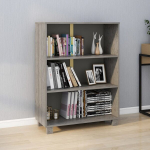 vidaXL raamatukapp, helehall, 85x35x112 cm, toekas m&auml;nnipuit
