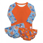 Taaskasutatav ujumiskomplekt Bambino Mio Waves, 6&ndash;12 kuu, UPF40+, 2 m&auml;het ja kaitses&auml;rk