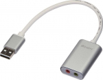 Helikaart Lindy USB adapter 42926, h&otilde;bedane, USB 2.0 1, stereo pesa 3.5mm 1, mikrofoni pesa 3.5mm 1