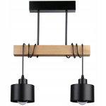Rippuv laelamp, puidust, must, E27, loft-stiilis