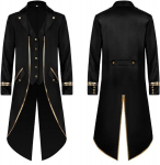 Meeste frakk kost&uuml;&uuml;m gooti steampunk elegantne kuub must S &mdash; viktoriaanlik riietus, retro meeste mantel, halloween kost&uuml;&uuml;m, tikandiga pintsak, lavakost&uuml;&uuml;m, ballikleit, meeste kuub