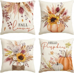 Komplekt 4 kollast dekoratiivset padjap&uuml;&uuml;ri 40x40cm &mdash; padjap&uuml;&uuml;rid, elutoa tekstiil, s&uuml;gisdekoor, padjap&uuml;&uuml;rid 40x40, magamistoa aksessuaarid, diivanipadjad, aiatekstiil