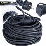 Geko ehituskoha toitekaabli pikendus K00223, 40m, 3x2.5mm&sup2;, 1x16A 230V~50Hz, IP44, must, CE sertifitseeritud, tugev maandus
