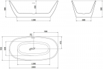 Mexen Eris vann jalapealne 180 x 95 cm, valge/must, &uuml;levool gun gray harjatud - 53441809575-66, 180 x 95 cm