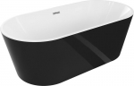 Mexen Luna eraldiseisev vann 140 x 75 cm, valge/must, kroom &uuml;levool - 52031407575-01