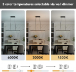 Moodne LED rippvalgusti h&auml;mardatav puldiga 95x13 cm must &mdash; s&ouml;&ouml;gilaua valgusti, s&ouml;&ouml;gitoa lamp, elutoa led valgustus, reguleeritav laelamp, kaasaegsed ripplambid, saare kohal valgusti, kontori valgustus