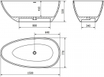 Mexen Imola eraldiseisev kivimassist vann 150 x 77 cm, betoon matt - 57281507661, 150 x 77 cm