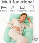 Ergonoomiline 3in1 raseduspadi toetav 130x70 cm roheline &mdash; imetuspadi, raseduspadi, seljatugi rasedale, c-kujuline padi, rasedate tarvikud, ortopeediline padi, emaduse stardikomplekt