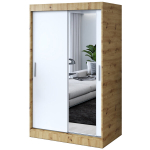 L&uuml;kandustega riidekapp peegli riiulite ja riidepuudega Belvedo Hugo Artisan Oak matt valge 120x200cm komplekt