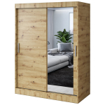 L&uuml;kanduksiga riidekapp peegli riiulite ja riidepuudega Belvedo Hugo Artisan Oak 150 x 200 cm komplekt