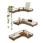 Nurgariiulute komplekt L-kujuline seinariiul 40x29x14 cm pruun puit ja teras