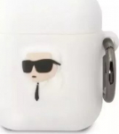 Karl Lagerfeld KLA2RUNIKH AirPods 1/2 &uuml;mbris valge/valge Silikoonist Karl Head 3D