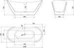 Mexen Lotos vabaduseisva vann 150 x 75 cm, valge/must, &uuml;levool gun metal - 52051507775-95