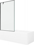 Mexen Cubik ristk&uuml;likukujuline vann 150 x 70 cm koos korpuse ja 1-ukselise 100 cm vaheseinaga, must muster, 150 x 70 cm