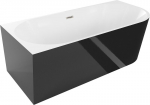 Mexen Mia vann vabadelt seisev nurgeline vasak 160 x 80 cm, valge/must, &uuml;lejooks harjatud nikkel - 52691608075L-97