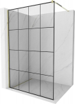 Mexen Kioto du&scaron;isein Walk-in 130 x 200 cm, must ruudustik 8 mm, kuldne - 800-130-101-50-77