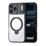 Must telefonikott musta magnetilise r&otilde;nga ja alusega iPhone 17 Pro Max Aimo
