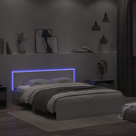 vidaXL LED-tulede ja peatsiga voodiraam, valge, 160 x 200 cm