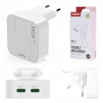 Hama Gan 40w 2x Usb-c kokkupandav laadija, valge