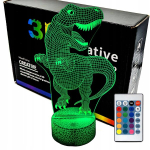 3d Led &ouml;&ouml;lamp Dinosaur T-rex Xl, 16 v&auml;rvi