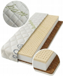 Kahepoolne beebivoodi madrats lateksi- ja kookoskiudkihiga, 11 cm, H2/H3, 60x120 cm
